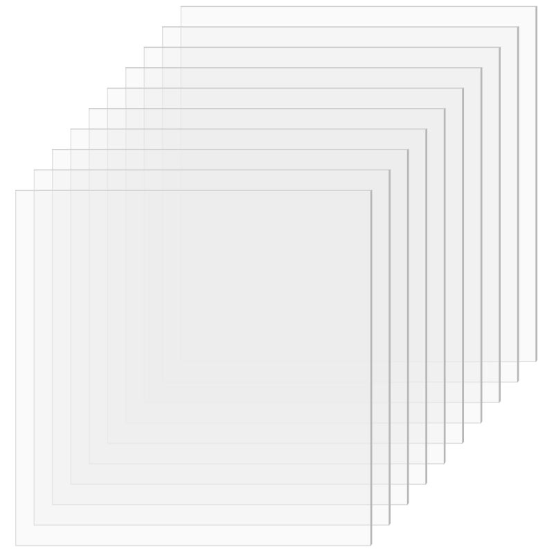 TKOnline 10 PCS Plexiglass Sheets, Clear PET Sheet Panels, Clear Acrylic Plastic Sheet for Picture Frame, Invitations, Poster Frames Plastic Board (10, 12"" x 12"", 0.5mm Thick) - Image 1